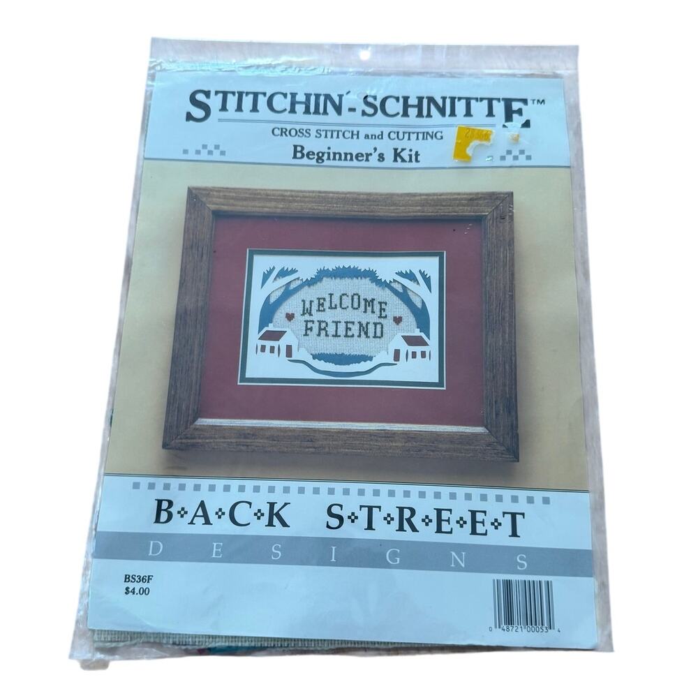 Welcome Friend Trees Houses Counted Cross Stitch and Cutting Beginners Kit